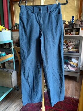 Lululemon dark navy Easy Five high-rise wide leg slacks women's size 28/8